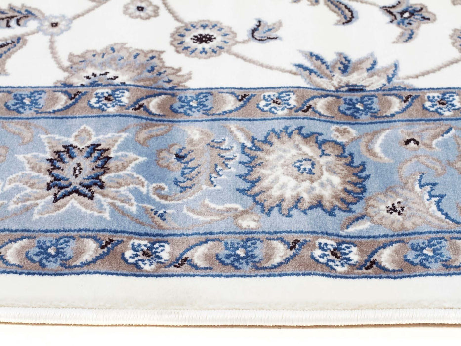 Soma White & Blue Classic Floral Motif Vintage Runner Rug, Rugs, Ozark Home 