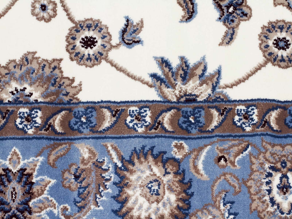 Soma White & Blue Classic Floral Motif Vintage Runner Rug, Rugs, Ozark Home 