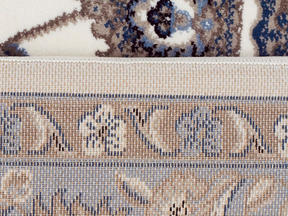 Soma White & Blue Classic Floral Motif Vintage Runner Rug, Rugs, Ozark Home 