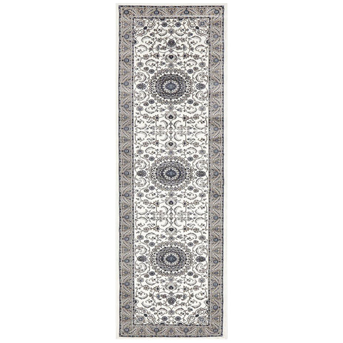 Soma White & Beige Classic Medallion Vintage Runner Rug, Rugs, Ozark Home 