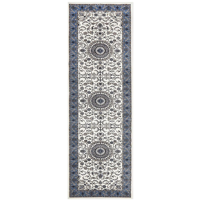 Soma White & Blue Classic Medallion Vintage Runner Rug, Rugs, Ozark Home 