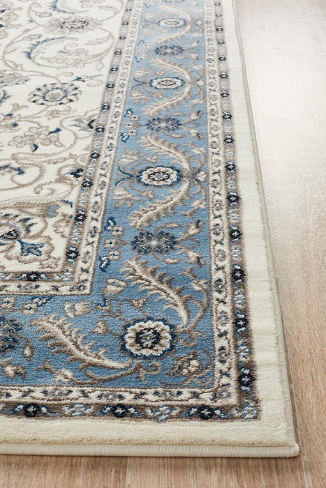 Soma White & Blue Classic Medallion Vintage Rug, Rugs, Ozark Home 