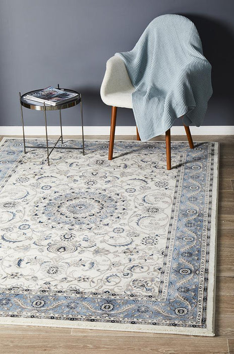 Soma White & Blue Classic Medallion Vintage Rug, Rugs, Ozark Home 