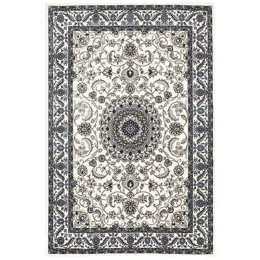 Soma Ivory White & Blue Classic Medallion Vintage Rug, Rugs, Ozark Home 