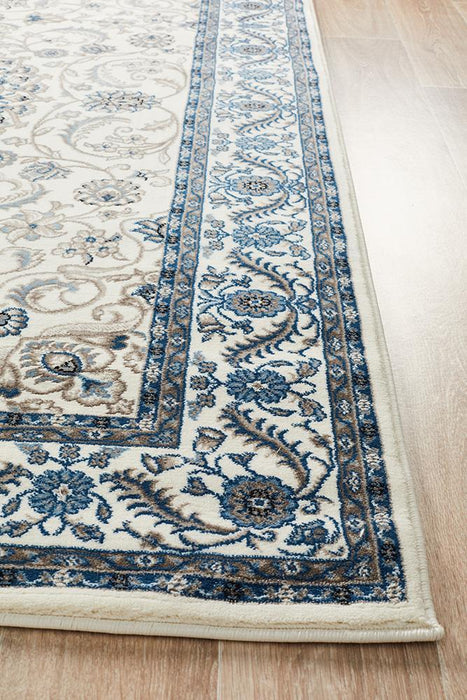 Soma Ivory White & Blue Classic Medallion Vintage Rug, Rugs, Ozark Home 