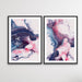 Salt Lake - Two Piece Alcohol Ink Blue and Red Print Set, Wall Art, Ozark Home 