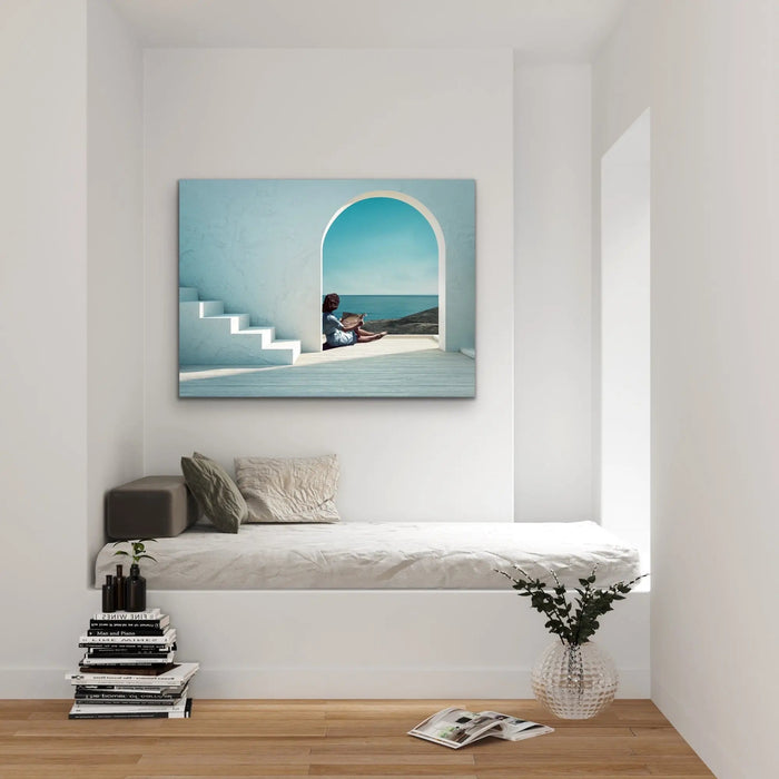 Santorini Summers - Print of Woman Under Arch By The Ocean, Wall Art, Ozark Home 