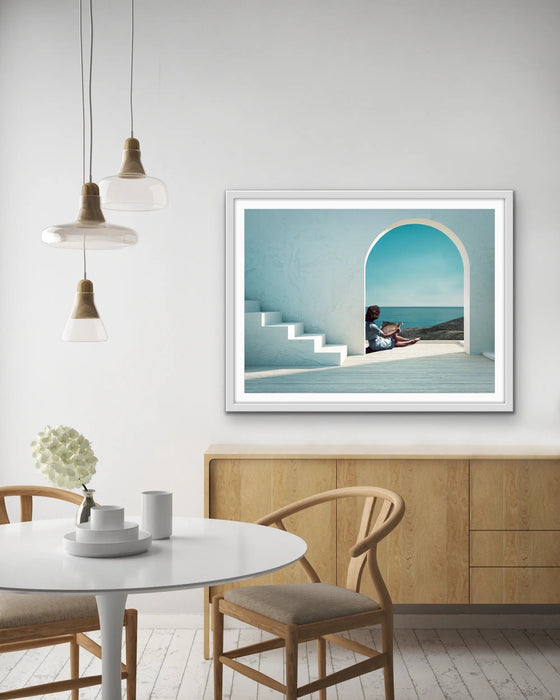 Santorini Summers - Print of Woman Under Arch By The Ocean, Wall Art, Ozark Home 