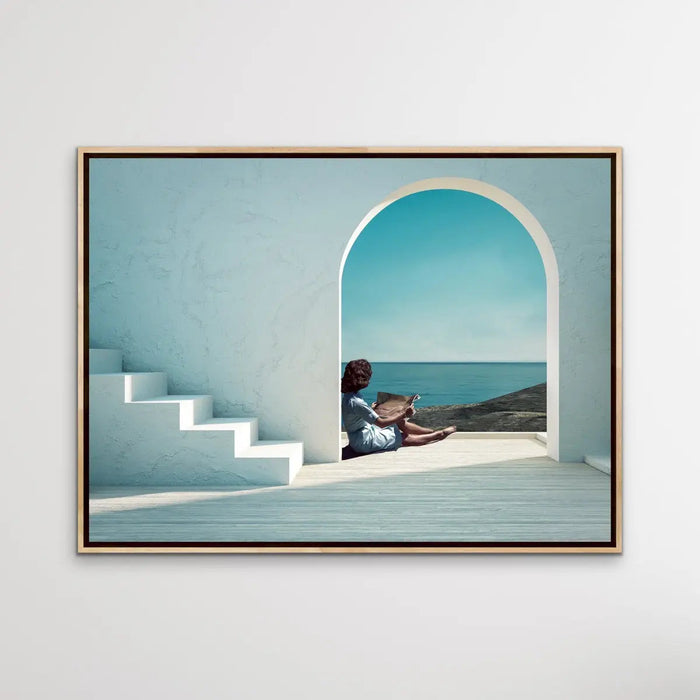 Santorini Summers - Print of Woman Under Arch By The Ocean, Wall Art, Ozark Home 