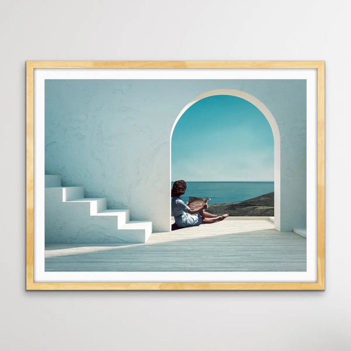 Santorini Summers - Print of Woman Under Arch By The Ocean, Wall Art, Ozark Home 