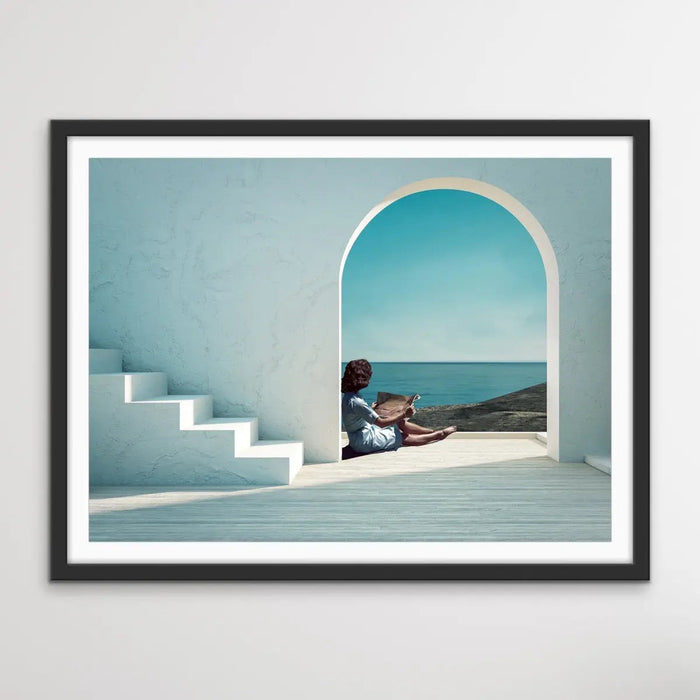 Santorini Summers - Print of Woman Under Arch By The Ocean, Wall Art, Ozark Home 