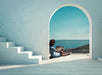 Santorini Summers - Print of Woman Under Arch By The Ocean, Wall Art, Ozark Home 