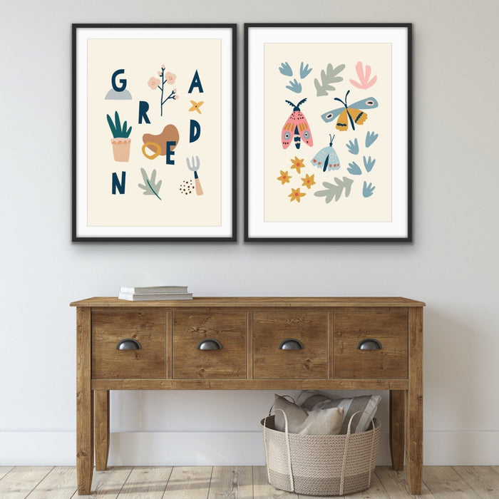 Scandi Summer Garden Set - Two Piece Art Print Set, Wall Art, Ozark Home 