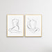 Shape - Two Piece Nude Woman Line Drawing Print Set, Wall Art, Ozark Home 