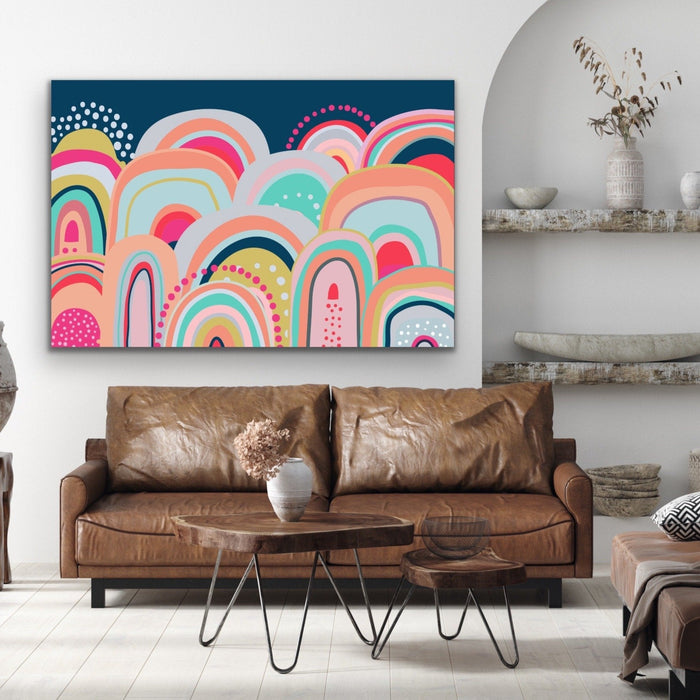 Sky High - Bright Colourful Mountain Canvas and Paper Art Print