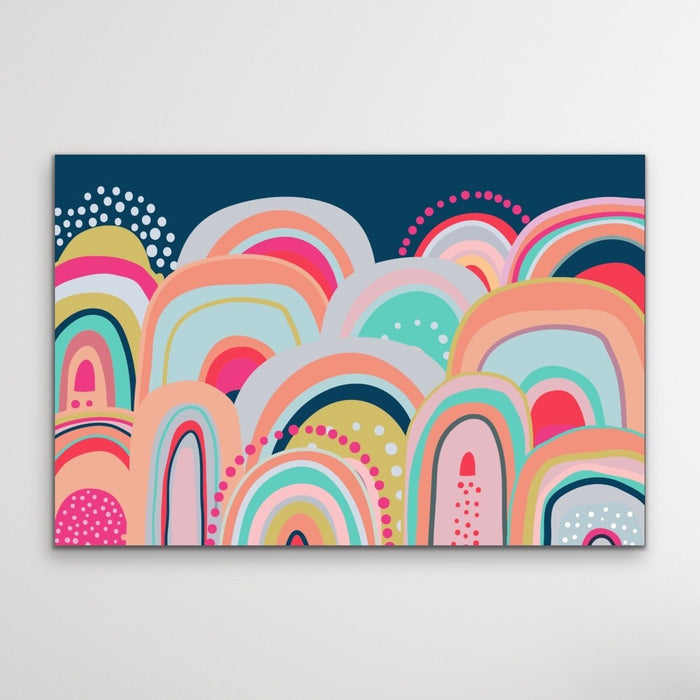 Sky High - Bright Colourful Mountain Canvas and Paper Art Print