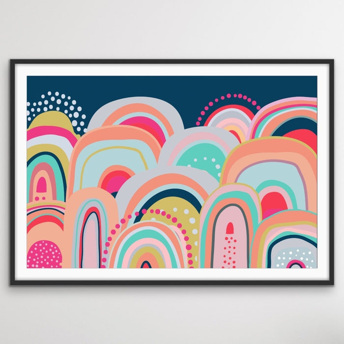 Sky High - Bright Colourful Mountain Canvas and Paper Art Print