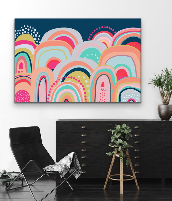 Sky High - Bright Colourful Mountain Canvas and Paper Art Print