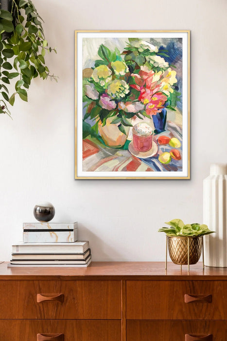 Sunday Brunch With Easter Eggs - Still Life With Flower Painting, Wall Art, Ozark Home 