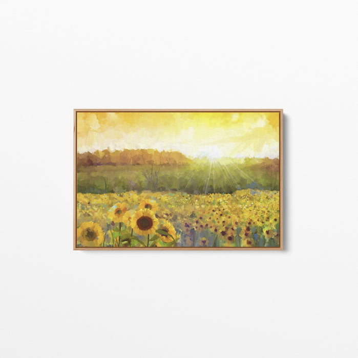 Sunflower Field - Yellow Wall Art Print on Canvas or Paper