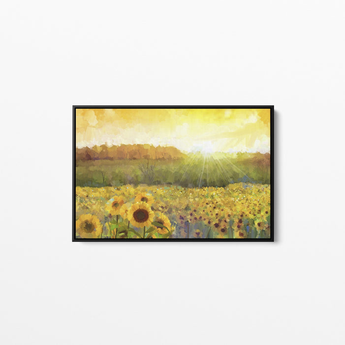 Sunflower Field - Yellow Wall Art Print on Canvas or Paper