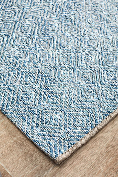 Tildonk Blue Chevron Indoor/Outdoor Contemporary Runner Rug, Rugs, Ozark Home 