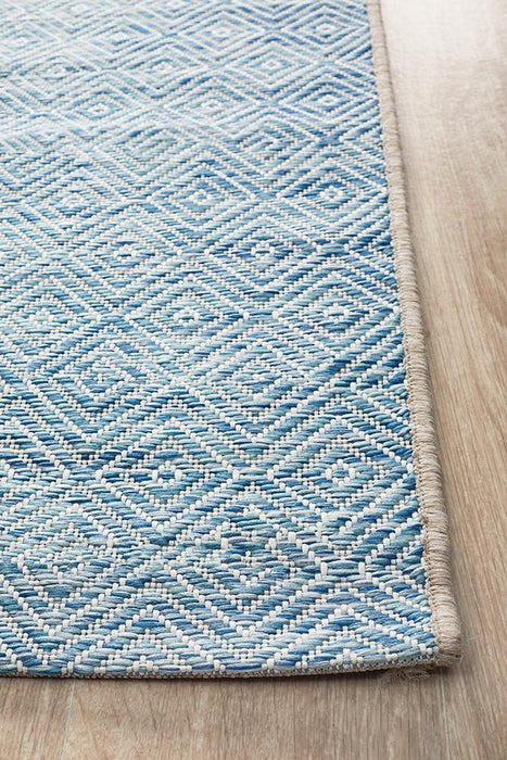 Tildonk Blue Chevron Indoor/Outdoor Contemporary Runner Rug, Rugs, Ozark Home 