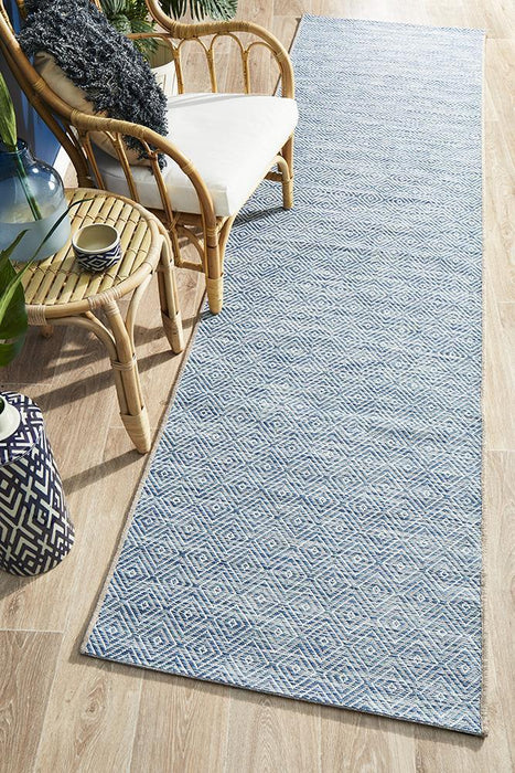 Tildonk Blue Chevron Indoor/Outdoor Contemporary Runner Rug, Rugs, Ozark Home 