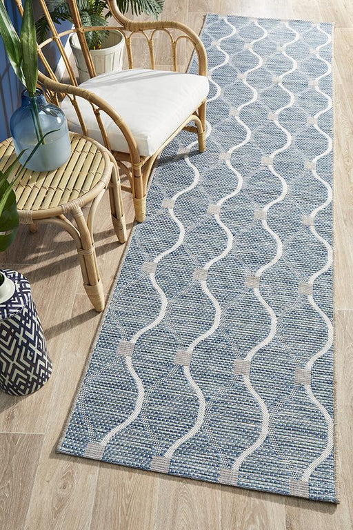 Tildonk Blue Lattice Indoor/Outdoor Contemporary Runner Rug, Rugs, Ozark Home 