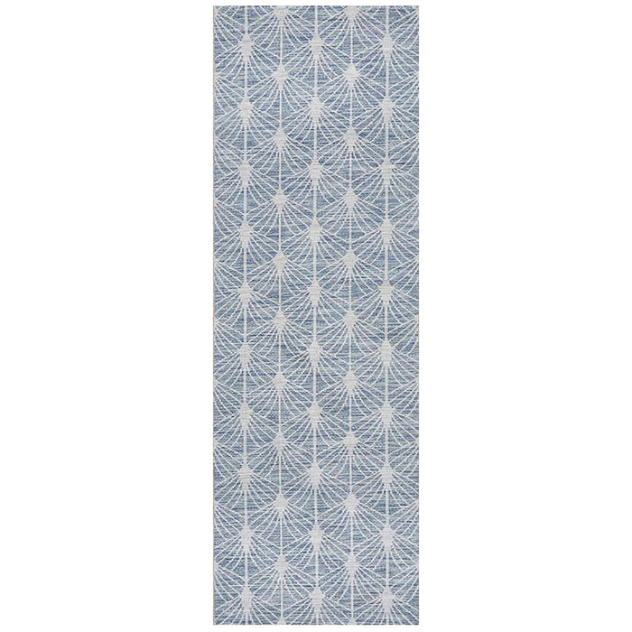 Tildonk Blue Art Deco Indoor/Outdoor Contemporary Runner Rug, Rugs, Ozark Home 