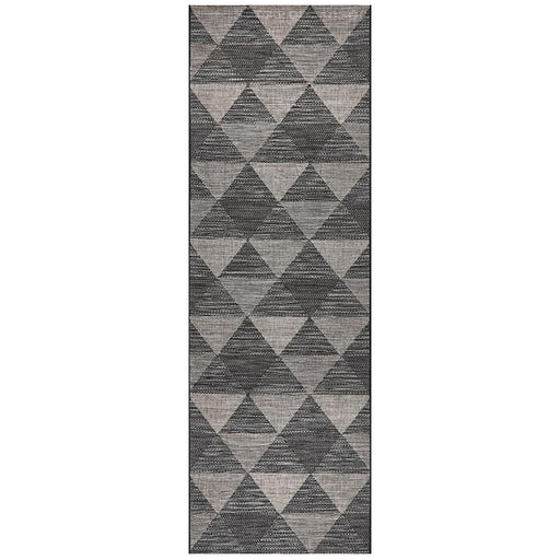 Tildonk Black Inverted Triangle Indoor/Outdoor Contemporary Runner Rug, Rugs, Ozark Home 