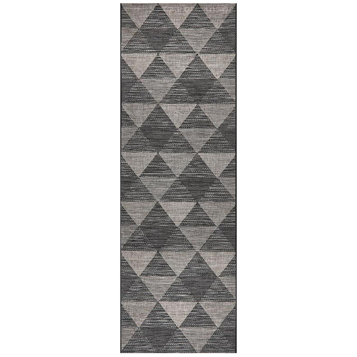 Tildonk Black Inverted Triangle Indoor/Outdoor Contemporary Runner Rug, Rugs, Ozark Home 