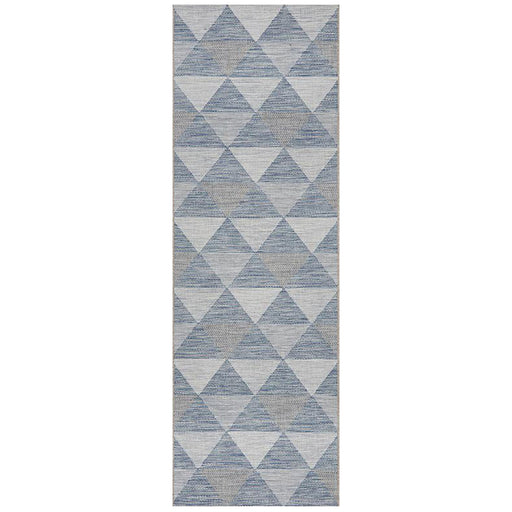 Tildonk Blue Inverted Triangle Indoor/Outdoor Contemporary Runner Rug, Rugs, Ozark Home 