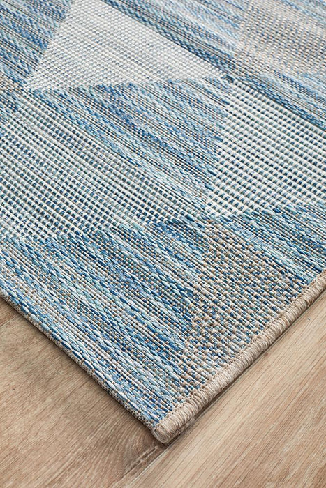 Tildonk Blue Inverted Triangle Indoor/Outdoor Contemporary Runner Rug, Rugs, Ozark Home 