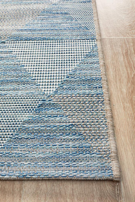 Tildonk Blue Inverted Triangle Indoor/Outdoor Contemporary Runner Rug, Rugs, Ozark Home 