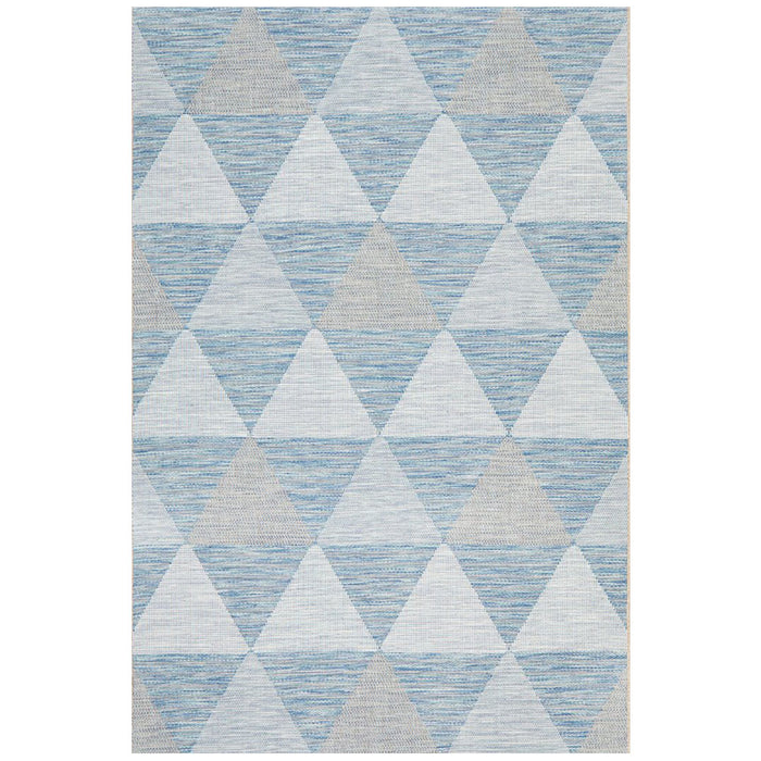 Tildonk Blue Inverted Triangle Indoor/Outdoor Contemporary Rug, Rugs, Ozark Home 