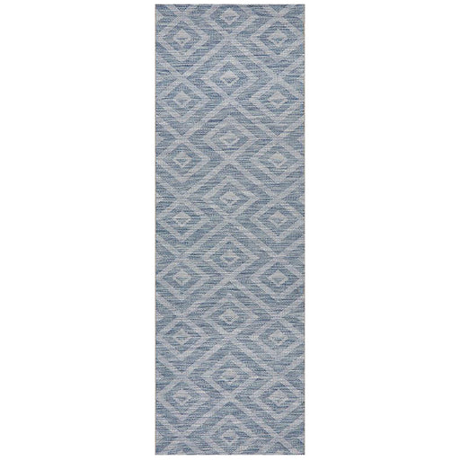 Tildonk Blue Diamond Triangle Indoor/Outdoor Contemporary Runner Rug, Rugs, Ozark Home 