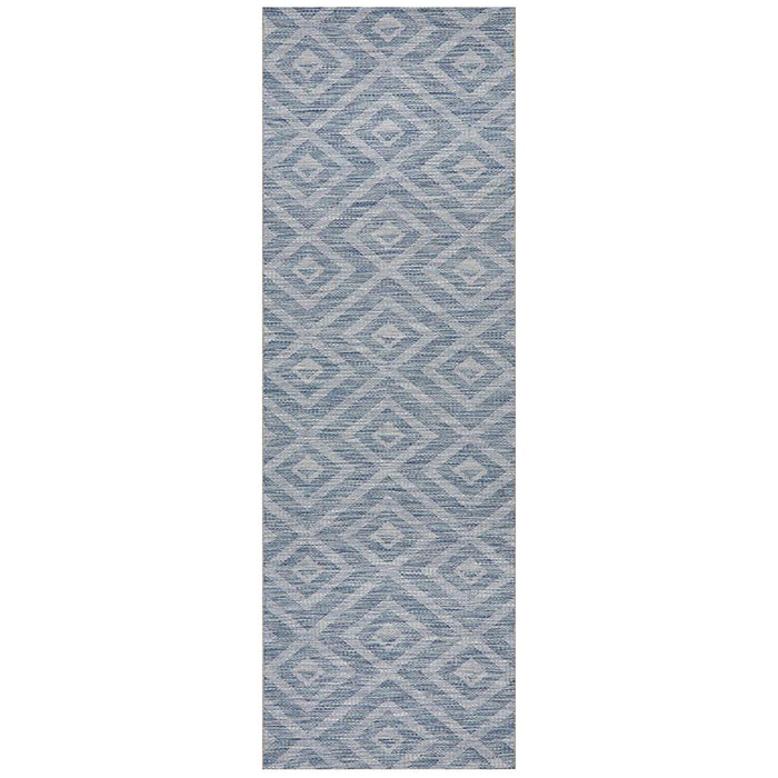 Tildonk Blue Diamond Triangle Indoor/Outdoor Contemporary Runner Rug, Rugs, Ozark Home 