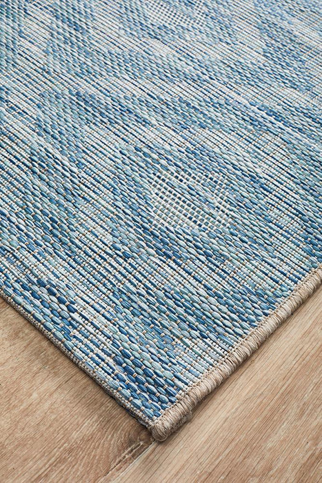 Tildonk Blue Diamond Triangle Indoor/Outdoor Contemporary Runner Rug, Rugs, Ozark Home 