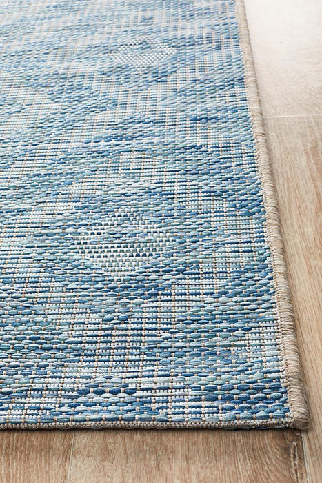 Tildonk Blue Diamond Triangle Indoor/Outdoor Contemporary Runner Rug, Rugs, Ozark Home 