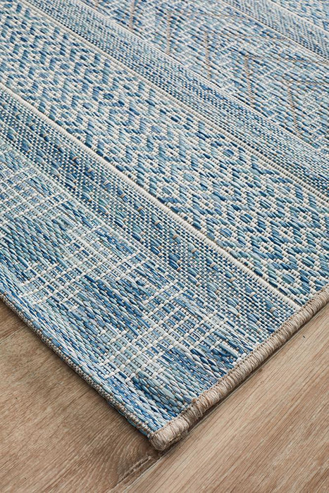 Tildonk Blue Multiple Pattern Indoor/Outdoor Contemporary Runner Rug, Rugs, Ozark Home 