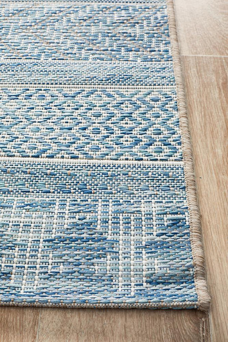 Tildonk Blue Multiple Pattern Indoor/Outdoor Contemporary Runner Rug, Rugs, Ozark Home 