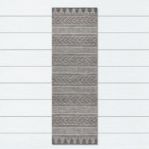 Tildonk Grey Multiple Pattern Indoor/Outdoor Contemporary Runner Rug, Rugs, Ozark Home 