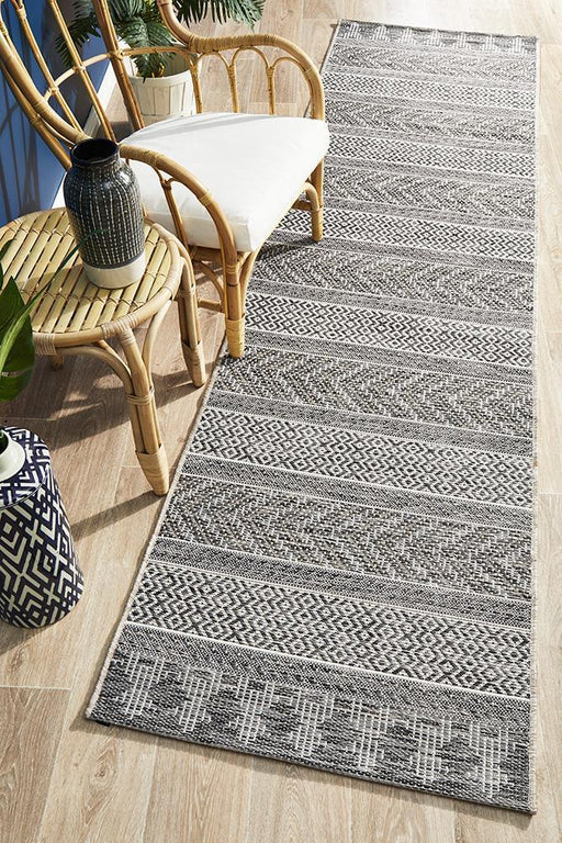 Tildonk Grey Multiple Pattern Indoor/Outdoor Contemporary Runner Rug, Rugs, Ozark Home 