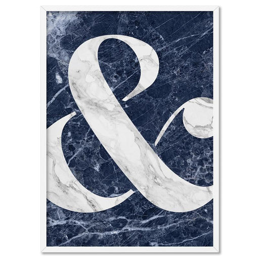 Ampersand in Navy Marble - Art Print - Ozark Home