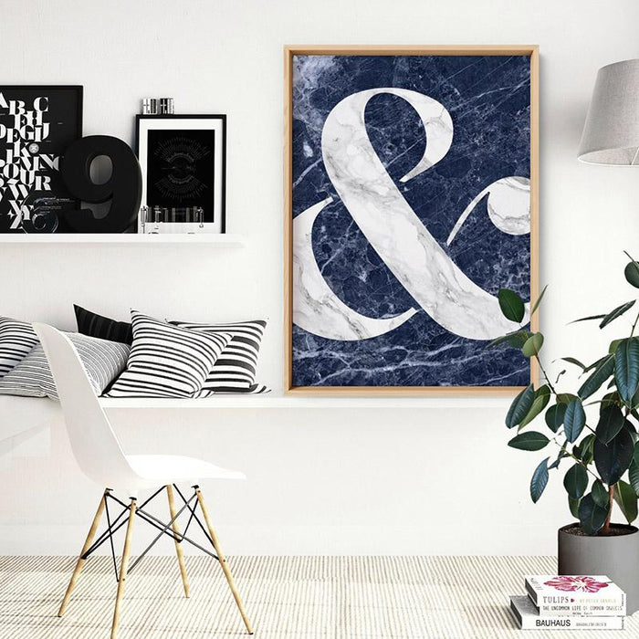 Ampersand in Navy Marble - Art Print - Ozark Home