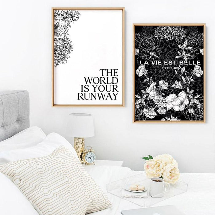 Floral Layers B&W Portrait - Art Print - Ozark Home