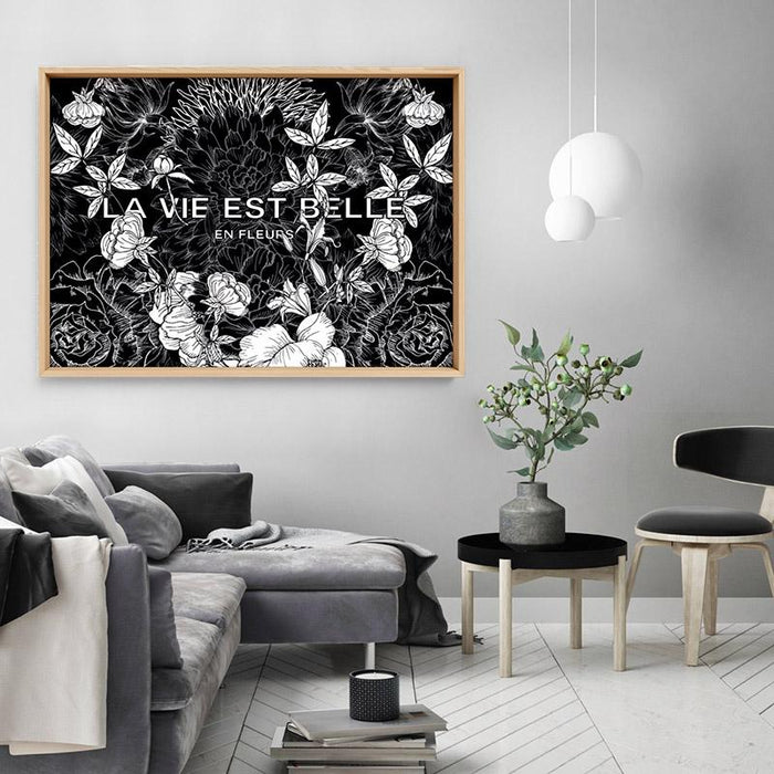 Floral Layers B&W Landscape - Art Print - Ozark Home