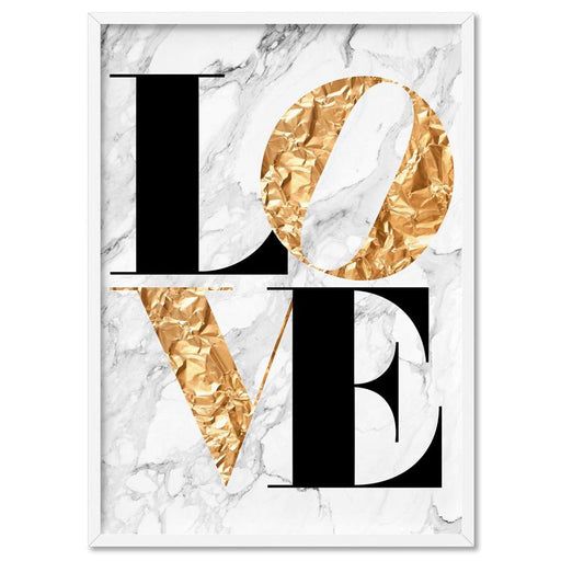 Iconic Love in faux gold & white marble - Art Print - Ozark Home