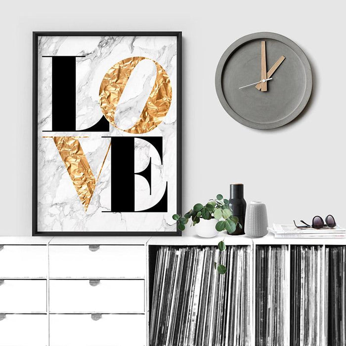 Iconic Love in faux gold & white marble - Art Print - Ozark Home
